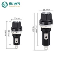 Soket Sekring Panel Listrik 10A 250V 6*30mm 5*20mm Tipe Cartridge dengan Tutup & Mur Sekrup, Soket Sekring Kaca AC Kompak
