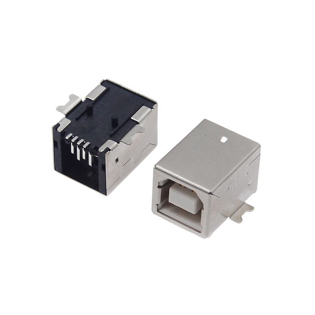 USB 2.0 Type-B Female Right-Angle Receptacle, Horizontal SMT Mount Square Connector with 4 Contacts, Printer Interface White