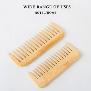 Eco-friendly Bamboo Wide Tooth Comb Custom Logo Disposable Wood Hair Comb For Hotel