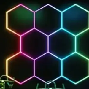 Nieuwe Ontwerp Spider Stijl Auto Wascabine Garage Lamp Kan Worden Aangepast Formaat Auto Detaillering Werkplaats Hexagon Rgb Led Light