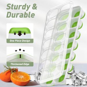 Bac à glaçons en silicone de qualité alimentaire, 14 cavités empilables, facile à démouler, avec couvercle anti-déversement - Product Image 4