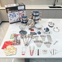Ensembles d'ustensiles de cuisine 70/100/120/140/220/252 pièces, ensemble de casseroles en acier inoxydable avec couvercle en verre et ustensiles de cuisson