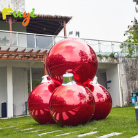 Boule décorative d'arbre de Noël Lumière rouge universelle Grande boule plaquée Boule de Noël gonflable en plastique