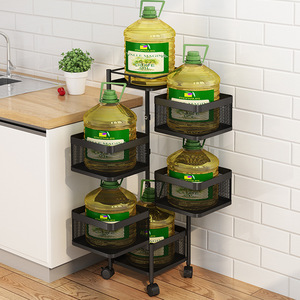 Estante de Almacenamiento Giratorio de Cocina de 5 Niveles, No Plegable, de Acero al Carbono, con Ruedas, para Frutas y Verduras, Moderno - Product Image 3