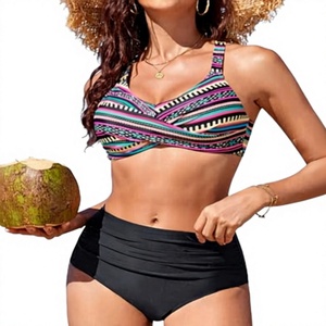 Geometric Print <b>Push</b> <b>Up</b> <b>Bikini</b> Set High Waist One Piece Swimwear for Women Beach Pool Wholesale Rate OEM Custom Fashion - Product Image 3