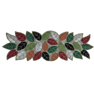 Embroidered Leaf Pattern Table <b>Runner</b> Classic Home Decor <b>Washable</b> Hand Wash - Product Image 2