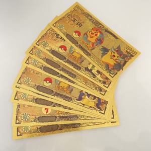 Cartões de Anime Japonês Poke-Mon, Nota Bancária de Metal com Revestimento de Ouro de 10000 Yen, Bilhetes Pikachu para Presente - Product Image 5