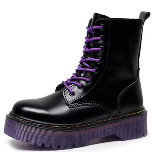 European and American thick-soled 8-hole locomotive <b>boots</b> purple sole English-style women's short <b>boots</b> with laces work <b>boots</b> - Product Image 1