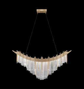 Lámpara Colgante de Lujo de Alta Gama para Sala de Estar o Salón de Banquetes, Diseño Artístico <span class=keywords><strong>Arpeggio</strong></span> de 44.75 Pulgadas de Ancho, Iluminación Lineal en Oro Suave - Product Image 1