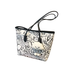 Sacs fourre-tout en toile personnalisés à rayures, grande capacité, broderie de lettres, fermeture éclair, pour femmes, vente en gros - Product Image 2