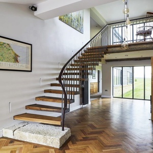 Escalera redonda de acero para construcción, escalón de roble rojo en forma de U, diseño personalizado, a buen <span class=keywords><strong>precio</strong></span>, estándar, Simple - Product Image 3