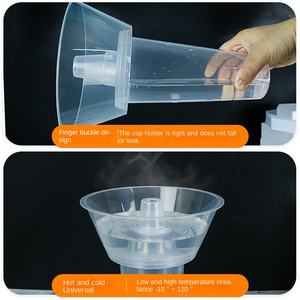 كوب فقاعات 2 في 1 للوجبات الخفيفة والمشروبات للاستخدام مرة واحدة مع غطاء بلاستيكي أسود بقطر 90 مم وحامل كوب للهوت بوت - Product Image 4