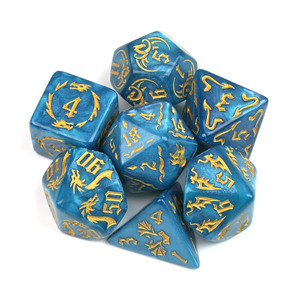 Dragon Pattern Marble Pearl Multicolor 7pcs Polyhedral Dice Set for RPG DND Tabletop Game - Product Image 5