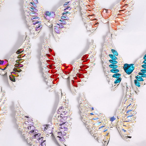 2025 New Arrival 3D Love Wing Pendant <b>Glitter</b> Rhinestone DIY <b>Pen</b> Beads Silver/Gold Plated Colorful Metal Alloy Necklace - Product Image 2