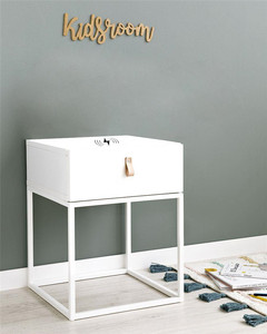 Modern White <strong>Compact</strong> <strong>Bedside</strong> <strong>Table</strong> with Wireless Charger Beautiful Nightstand for Bedroom for Apartment Use - Product Image 3