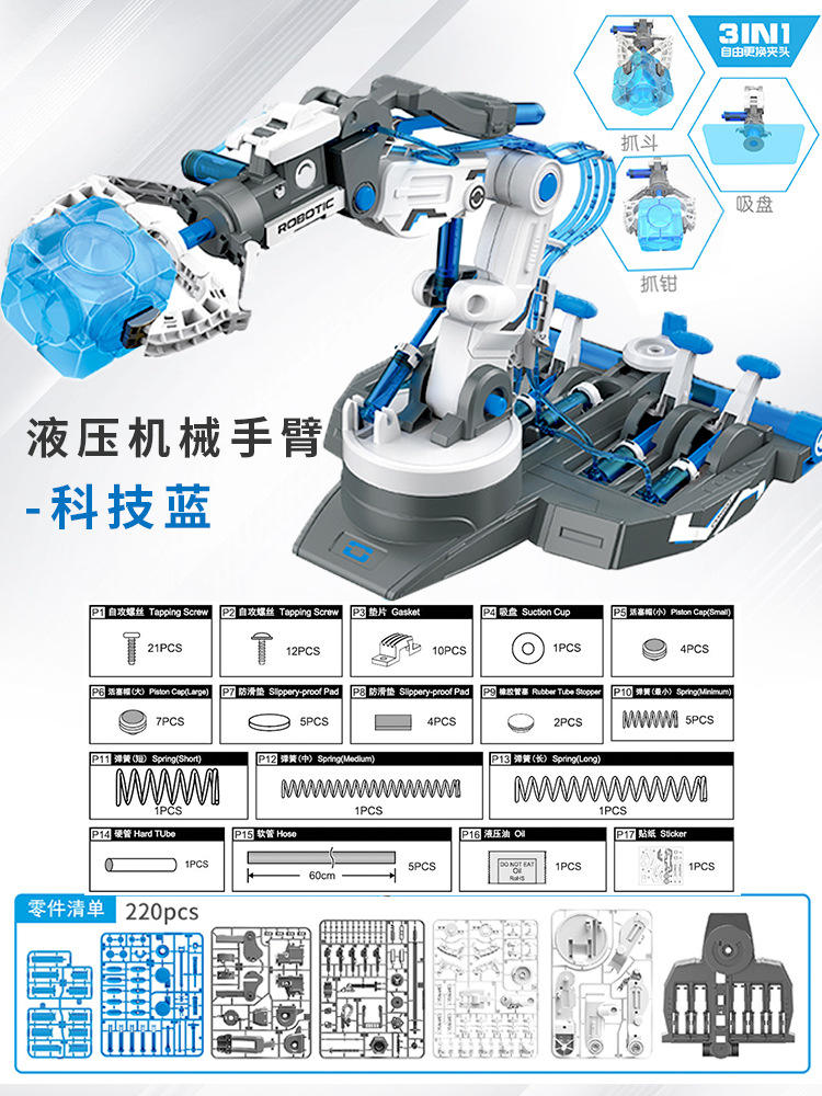 Bras robotique hydraulique 3 en 1 - Bleu