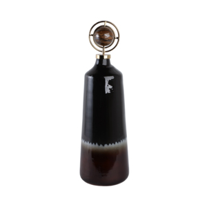 Vaso moderno in vetro conico, sfumato da nero a marrone, vaso decorativo da tavolo per soggiorno, decorazione per la casa, elegante elemento d'accento. - Product Image 1