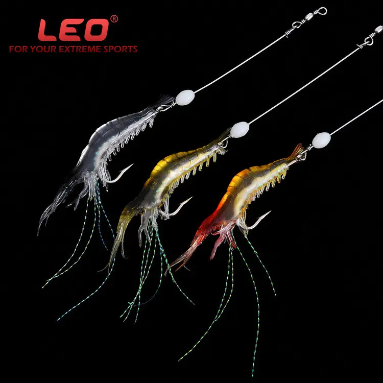Fish king — hameçon de pêche à la forme d'une crevette, accessoire bionique avec ruban lumineux, appât artificiel idéal pour la pratique sur la route, 27533