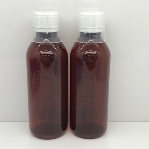 Pet hổ phách Chứa ho Syrup chai thuốc lỏng chai nhựa với xi-rô đo cốc thuốc - Product Image 2