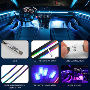 Nouvelle bande LED acrylique multicolore 140/110 cm 12V pour l'intérieur de la voiture, éclairage d'ambiance RGB Symphony avec télécommande via application - Product Image 5