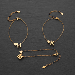 สร้อยข้อมือ สร้อยข้อเท้า สร้อยคอ ตัวอักษร A-Z 26 ตัวอักษร ดีไซน์เนอร์ ชุบทอง 18K สแตนเลสแท้ ขายส่ง สำหรับผู้หญิง - Product Image 5