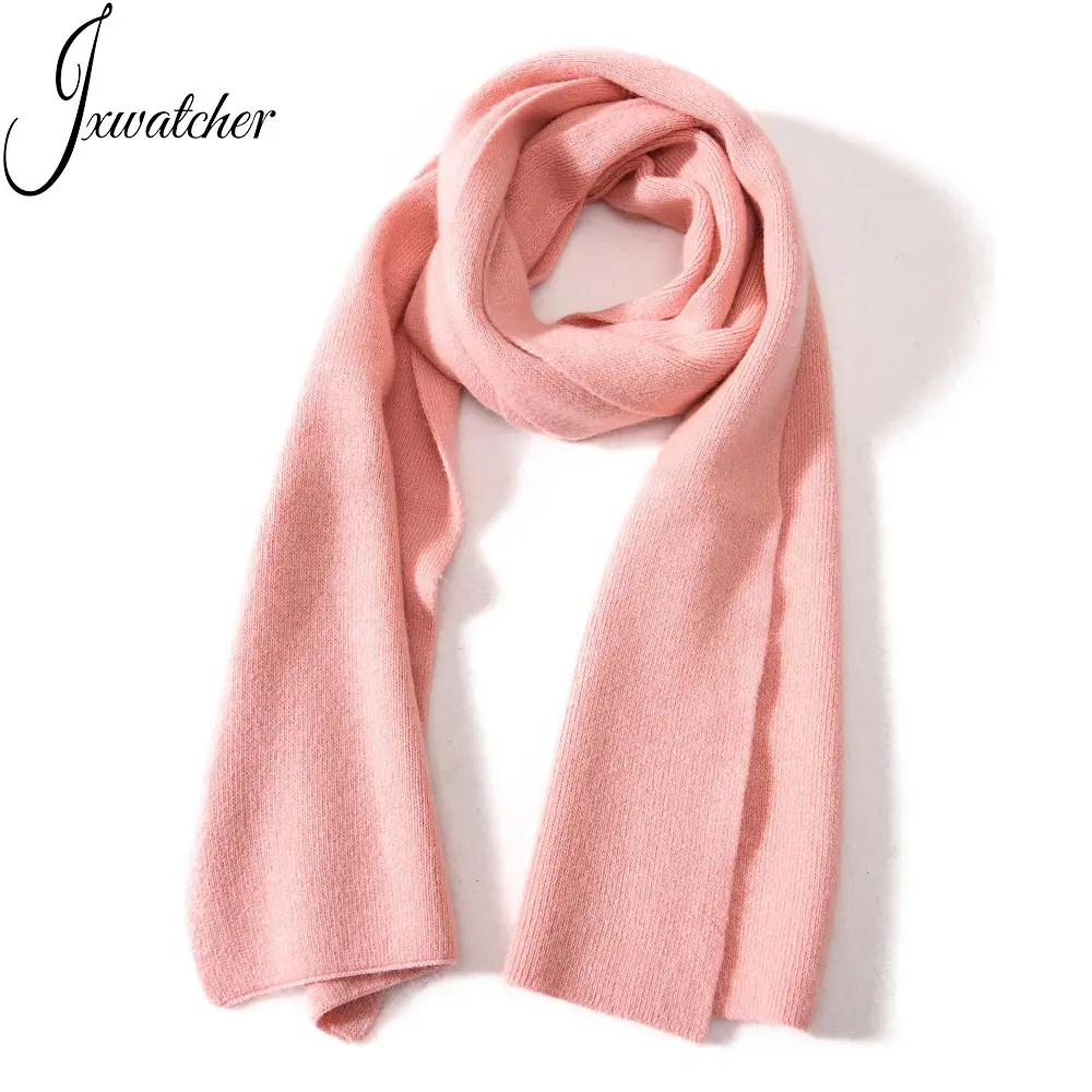 Fashion OEM Custom Solid Color Cashmere Wool Knit Long Scarves Female Wholesale Plain Winter Knitted Women Wool Cashmere Scarf