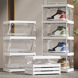 Transparent Shoe <b>Box</b> With Side Opening Foldable Stackable Storage Organizer For Bedroom Living Room Sneaker Cabinet <b>Pet</b> - Product Image 4