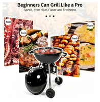 Barbecue portable en acier de 22 pouces à 4 pieds, personnalisable, avec couvercle, facile à assembler, pour extérieur, jardin et camping