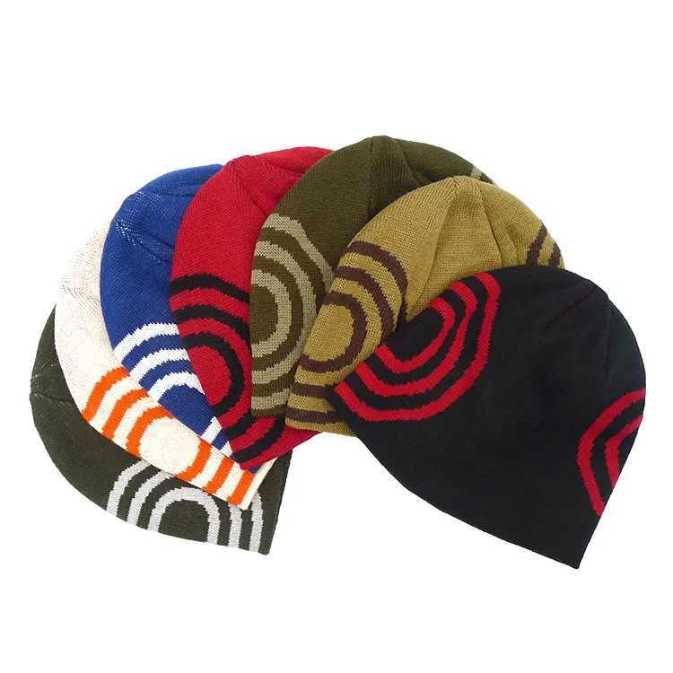 New style 100% acrylic skull cap beanie knitted custom jacquard beanie winter hats touques hat for men women