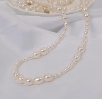 Collier en argent sterling 925 avec fermoir, perles de riz naturelles d'eau douce de différentes tailles, nouveau design, pour femmes, cadeaux de bijoux