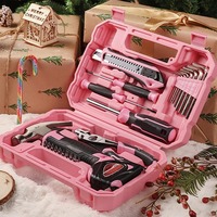 Juego de Herramientas PARA EL Hogar, Caja de Almacenamiento, Bonito Kit de Reparación, Color Rosa y Morado, 35 Piezas