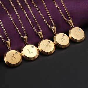 <strong>Fashion</strong> Jewelry Letter Pendant Stainless Steel Necklace Zircon Alphabet Letter 18K Gold Plated 26 A-Z Inital Women <strong>Accessories</strong> - Product Image 1