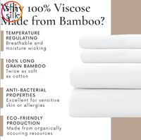 Parure de lit 3 pièces en lyocell de bambou 100% tissé uni ShiSilk, taille Alaskan King 132*120, rafraîchissante et respirante, 300TC