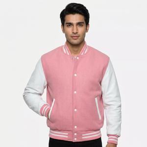 Chaqueta Bomber Universitaria de Béisbol para Hombre, Nuevo Diseño, Estilo Holgado, con Cuello Alto, Parches de Chenilla, Estilo Letterman - Product Image 1