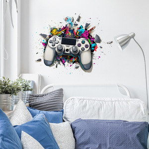Nuovi Adesivi Murali 3D Impermeabili in PVC per Camere da Letto di Ragazzi, Design Innovativo a Tema Videogiochi, Decorazione Domestica - Product Image 3