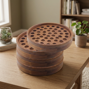 Bandeja de comunión de madera hecha a mano con portavasos para Misa de iglesia y servicios religiosos disponibles para la venta - Product Image 3