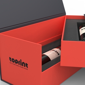 Hộp quà rượu cao cấp, thiết kế ngăn kéo hai lớp màu đen đỏ, sang trọng - Product Image 5