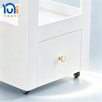 Chariot de Salon de Beauté Blanc avec Double Tiroir, Chariot Mobile à Roulettes pour Salon de Manucure, Coiffure et Esthétique