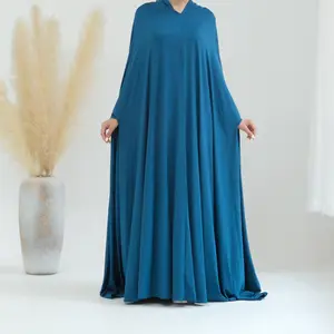 OEM 터키 겸손한 녹색 가운 긴 폴리에스터 이슬람 의류 여성 두바이 이브닝 드레스 플러스 사이즈 양각 최신 디자인