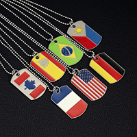 Colliers de plaque d'immatriculation de style militaire les plus vendus, chaînes en alliage électroplaqué, longues, inspirées du hip-hop, drapeau américain, pour fêtes, unisexe
