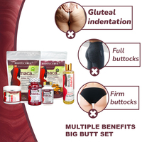 Ensemble de six produits naturels de maca pour l'agrandissement des fesses, marque privée, capsules, gommes, crème, huile, poudre, thé