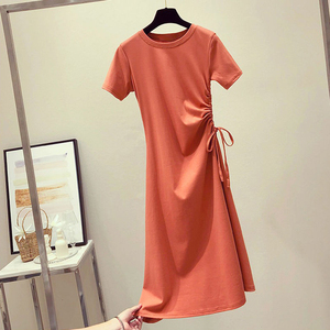 Nuovi Arrivi Moda Estiva <span class=keywords><strong>Abbigliamento</strong></span> Casual per Adulti Tinta Unita con Coulisse <span class=keywords><strong>Abbigliamento</strong></span> Femminile all'Ingrosso Eleganti Abiti T-Shirt da <span class=keywords><strong>Donna</strong></span> - Product Image 4