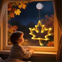 Lumière décorative d'automne TSINYE avec ventouse, lumière LED décorative pour fenêtre d'Halloween, décoration LED pour fenêtre d'Halloween