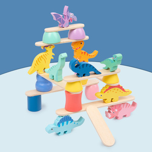Tour d'empilage éducative amusante de dinosaure de jeu de table interactif pour des blocs d'amusement d'équilibre d'enfants et jouets d'empilage - Product Image 4