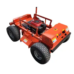 Çok fonksiyonlu mini traktör uzaktan kumanda paletli çim biçme makinesi Pastoral düğün küçük benzinli çim biçme makinesi tekerlek bahçe robot