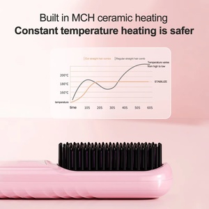 2024 Hot Comb Cordless Hair Style Brush Portable <b>Mini</b> Hair Straightener Brush With 4 Temp Settings & Anti-Scald - Product Image 2