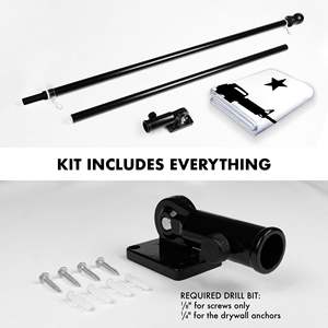 DB Combo Pack Mât de drapeau tournant sans enchevêtrement de 6 pieds et drapeau de fusil de 3x5 pieds avec œillets en laiton 150D Bannières en polyester imprimées noires - Product Image 2