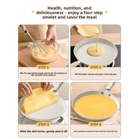 Wajan Pancake Crepe Alumunium Multi Layer Dasar Rata Anti Lengket Lapisan Batu Maifan Gagang Kayu Universal untuk Kompor Gas dan Induksi