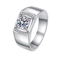 Nouveau concept : Bague de fiançailles demi-royale en moissanite de 2 carats plaquée platine blanche, forme géométrique, pour couple