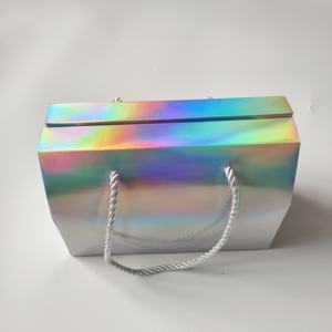 Low MOQ Wholesale Price Laser Box Hologram Gift Box with Handle Personalized Custom Exquisite Folding Boxes for Grocery Sundries - Product Image 2
